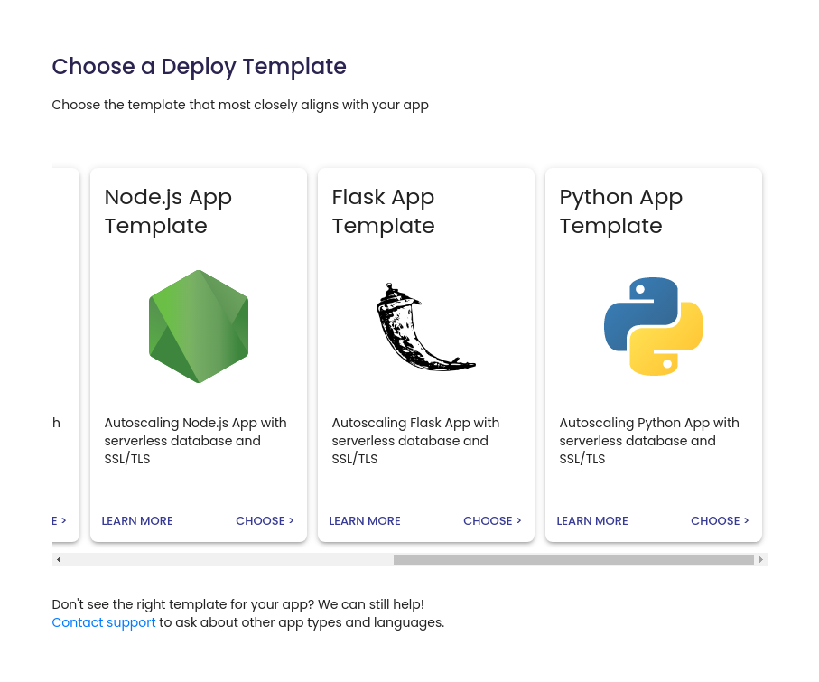 Choosing a deploy template