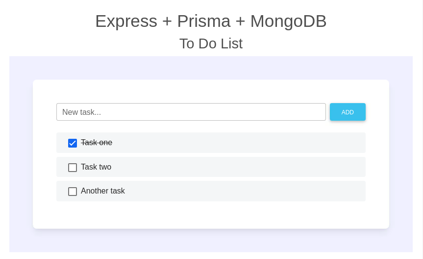 Express + Prisma + MongoDB To Do List App