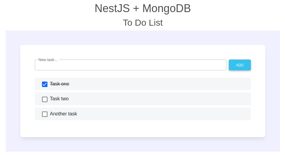 NestJS + MongoDB To Do List App