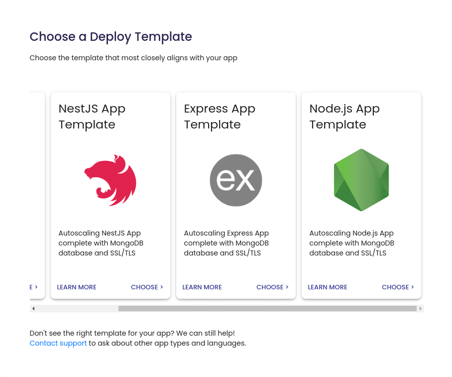 Choosing a deploy template